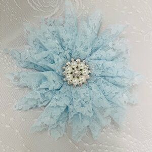 Light Blue Lace Flower Brooch